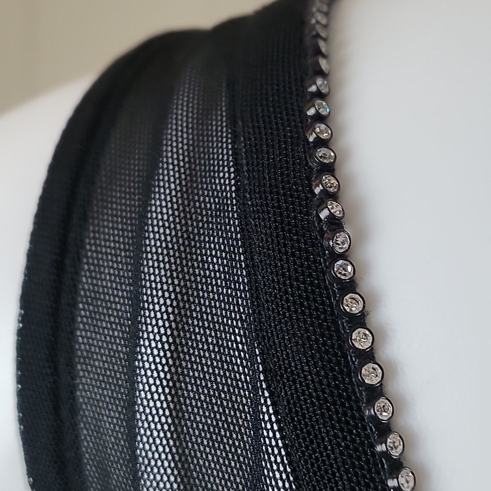 Vintage 90s Y2K Alex Evenings Black Mesh Overlay w Rhinestones Cocktail Dress - Picture 11 of 16